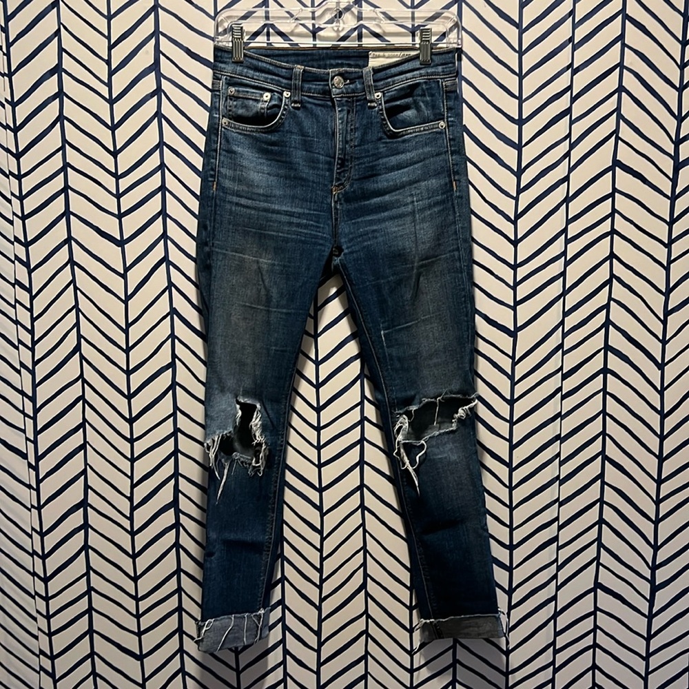 Rag & Bone High rise skinny distressed